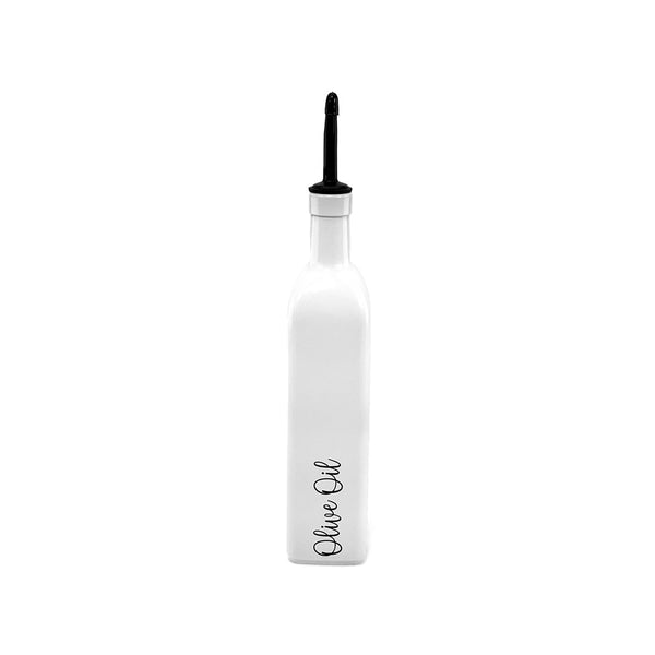 Oil & Vinegar Glass Bottle W/ Pourer - White