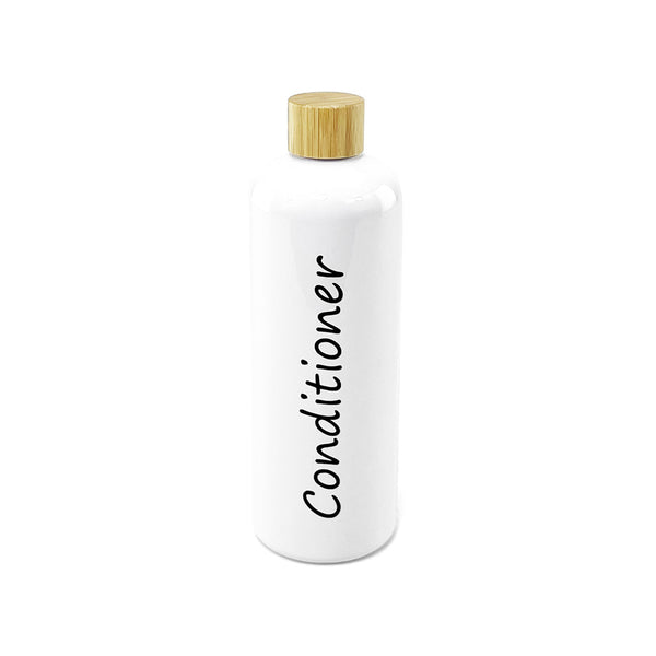White Bottle W/ Bamboo Cap