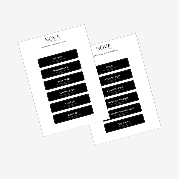 NOVA Oil and Vinegar Labels (12x2.5) - Black