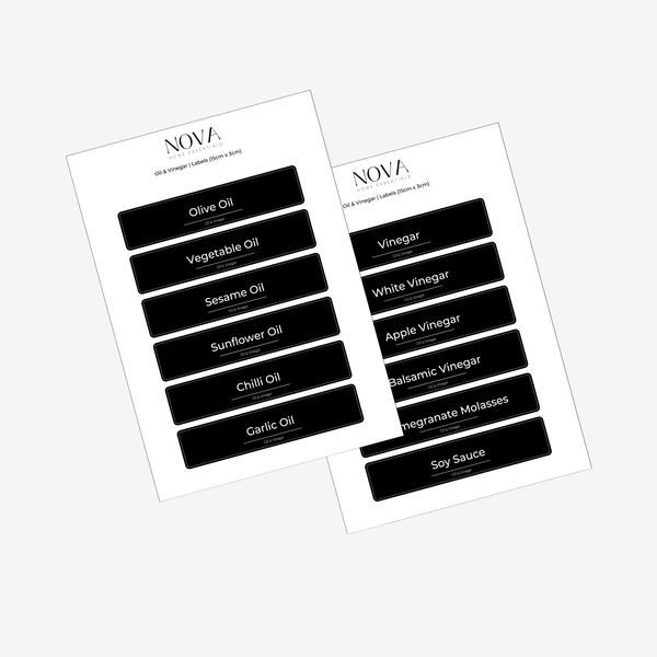 NOVA Oil and Vinegar Labels (15x3) - Black