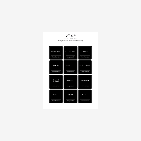 NOVA Pasta Labels (5x5) - Black