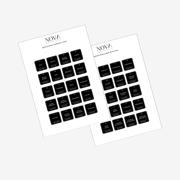 NOVA Spice Labels (3x3) - Black