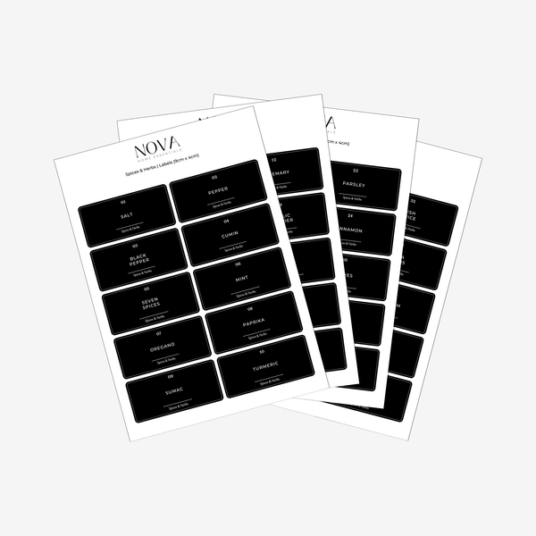 NOVA Spice Labels (9x4) - Black