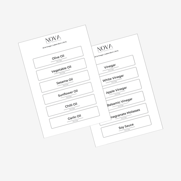 NOVA Oil and Vinegar Labels (15x3) - White