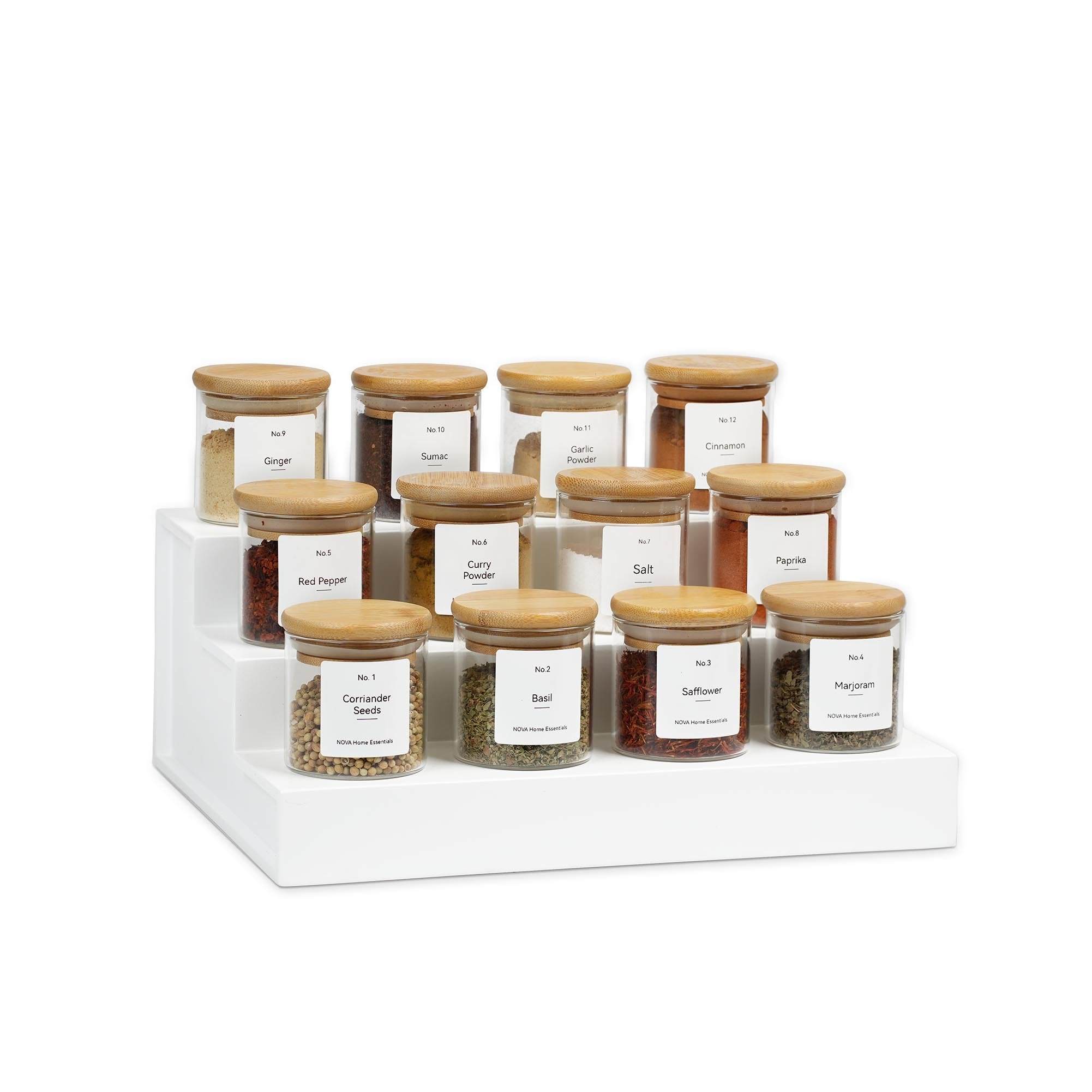 White Riser W/ Bamboo Spice Jars – NOVA Home Essentials