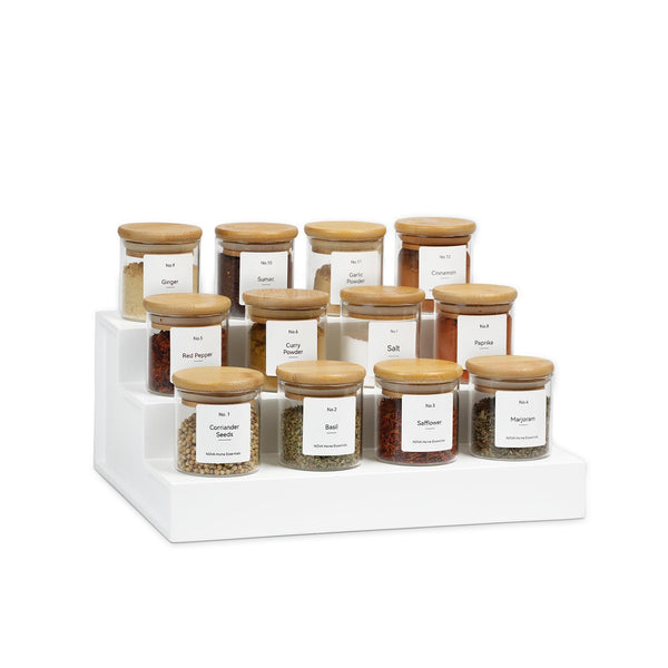 White Riser W/ Bamboo Spice Jars