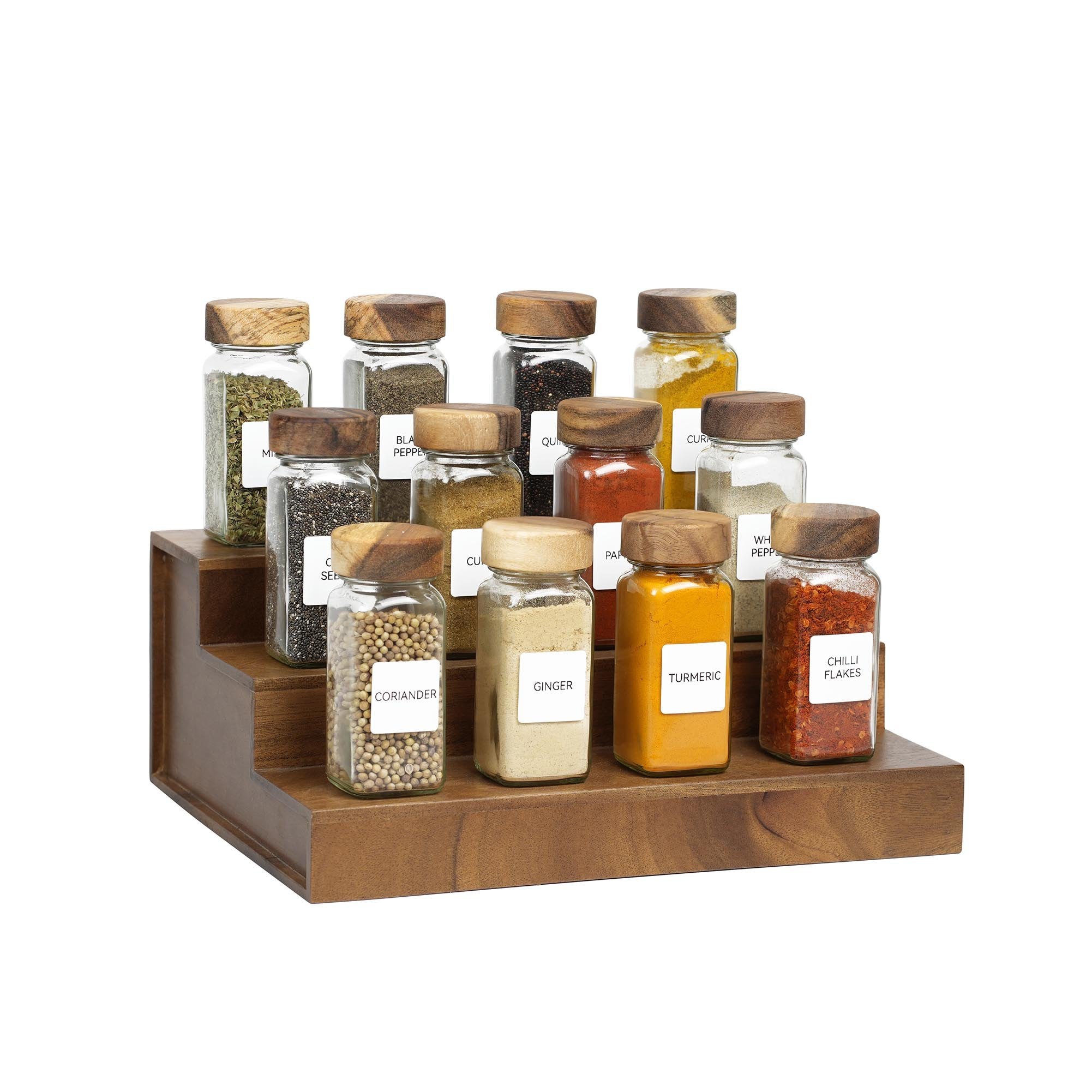 Walnut Riser W/ Acacia Spice Jar Shaker Set – NOVA Home Essentials